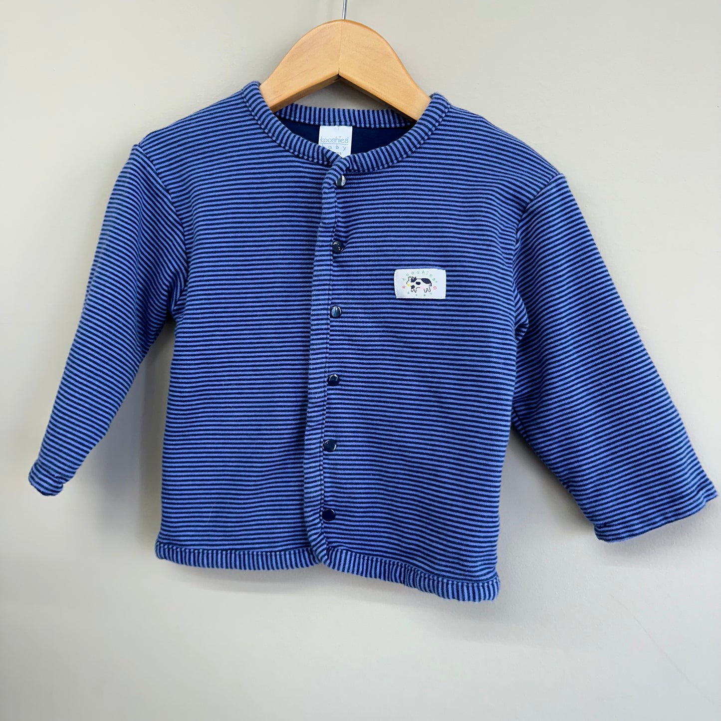 EUC Kooshies 18-24M Blue Stripe LS Button Up Sweatshirt