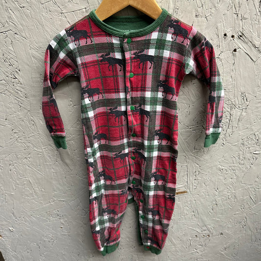 EUC Little Blue House 18-24M Red Plaid One Pj Button Up Pjs