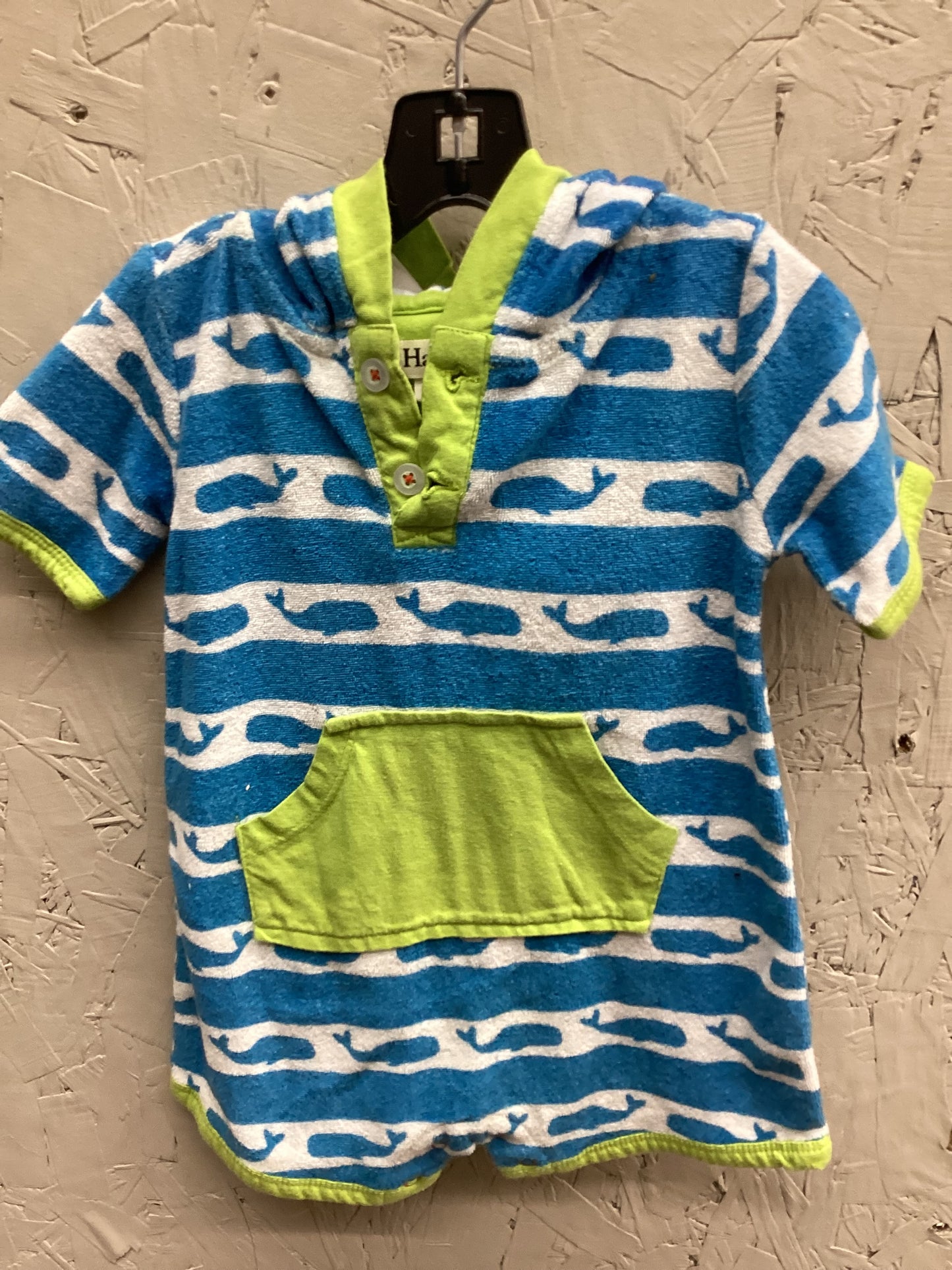 EUC Hatley 6-9m Blue Shortall with Fish