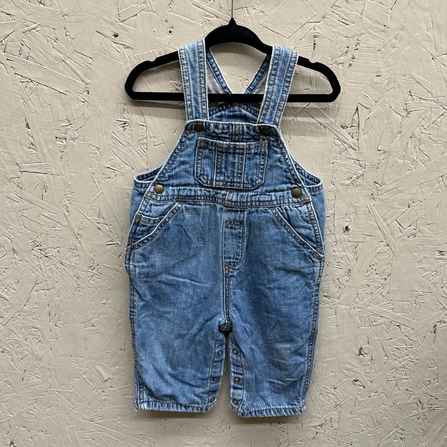 EUC Childrens Place 6-9M Denim Light Wash Overalls