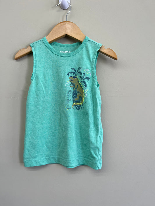 EUC OshKosh 2T Green Dinosaur Chill Tank Top