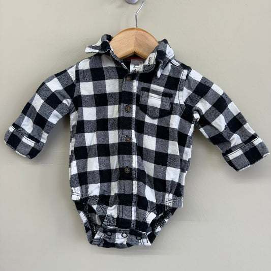 EUC Carters 3M Black & White Checker LS Button Up