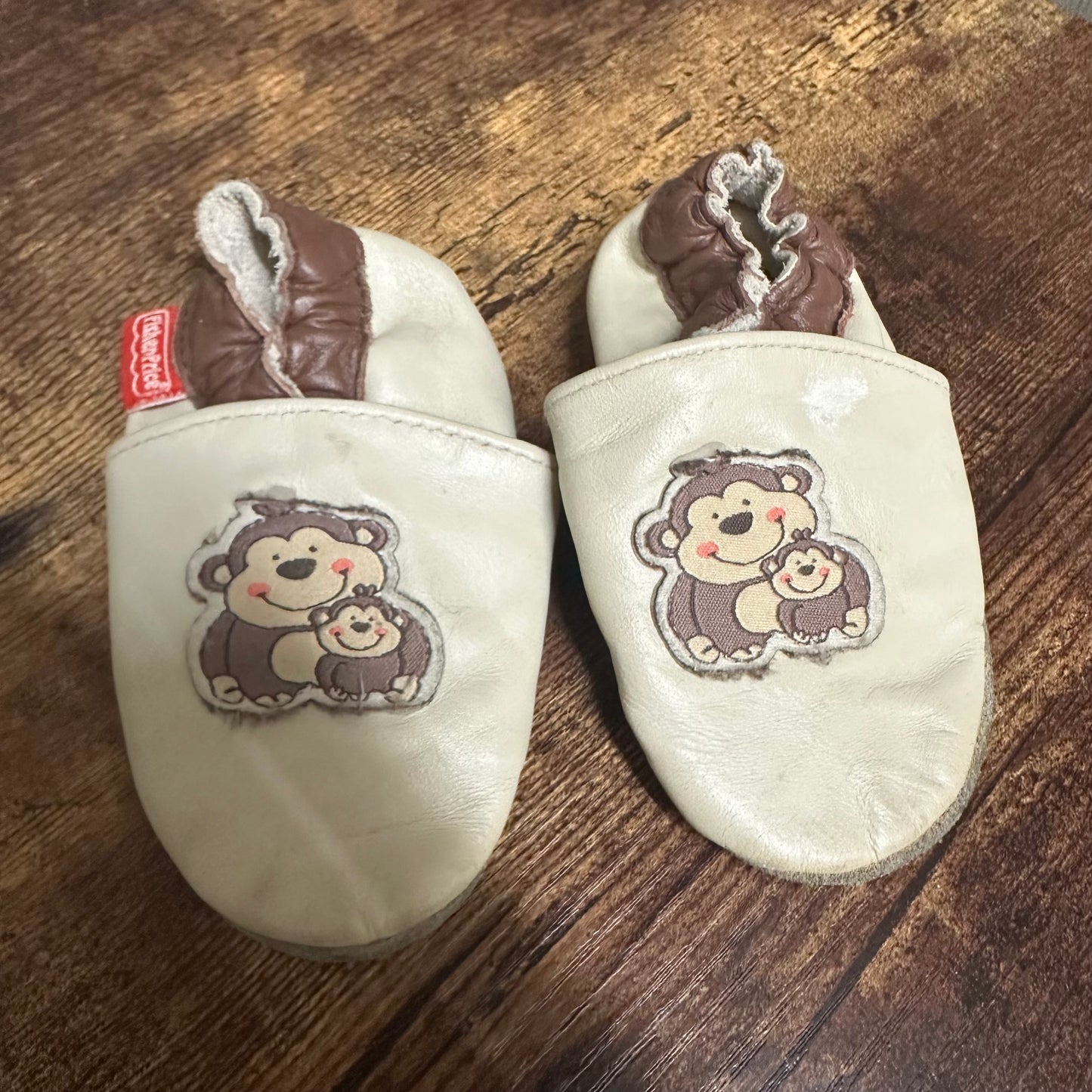 EUC Fisher Price Size 3 Beige Monkey Soft Sole Shoe