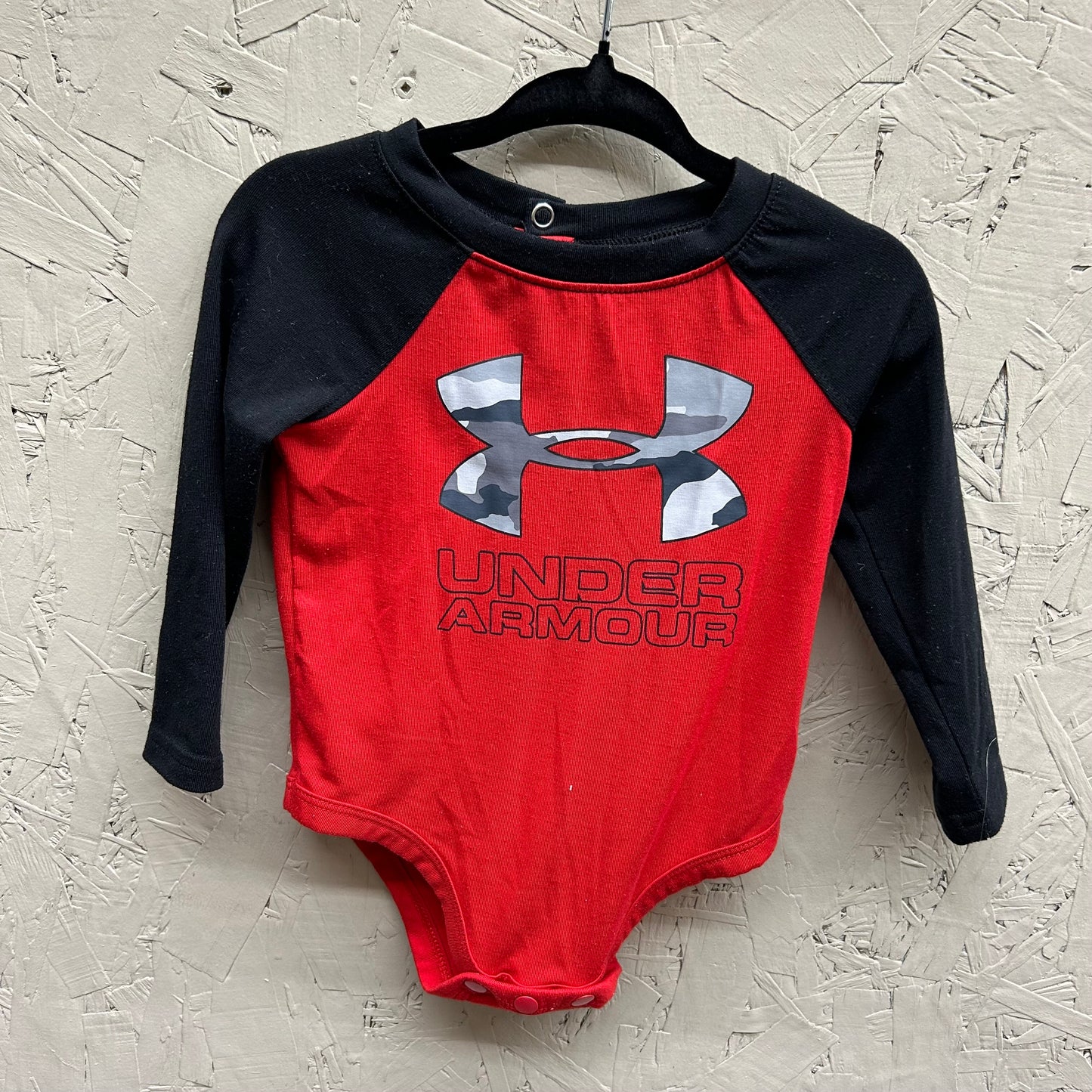 EUC Under Armour 3-6M Red and Black LS Onesie