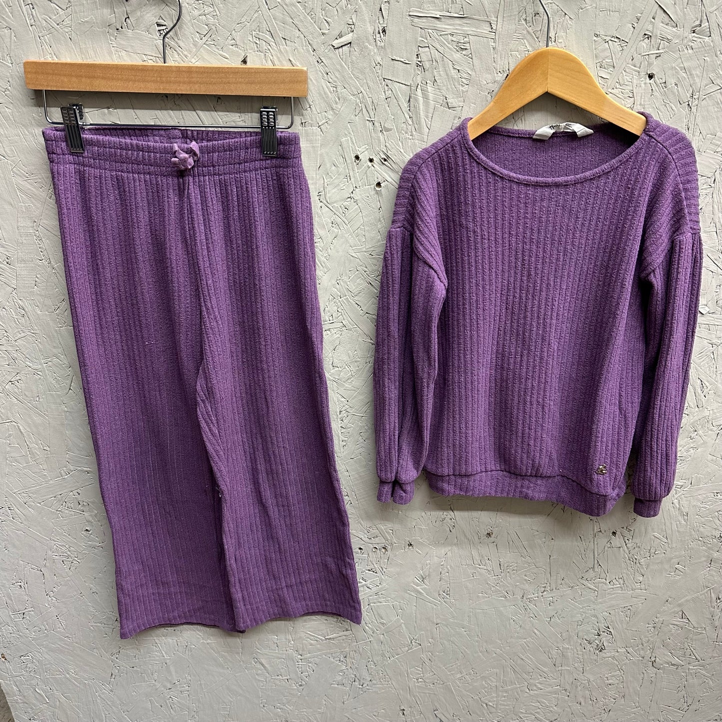 EUC H&M 7Y Purple Ribbed Lounge 2Pc Set