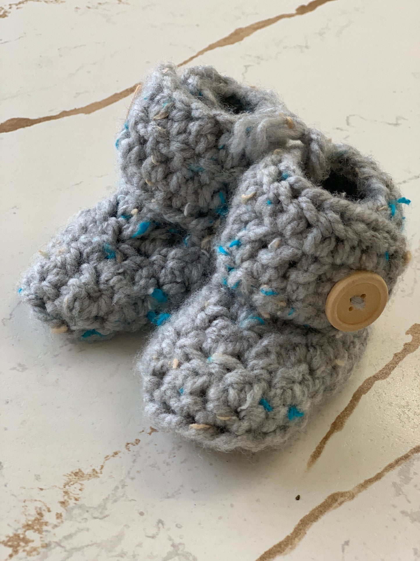 Crocheted Side Button Baby Booties