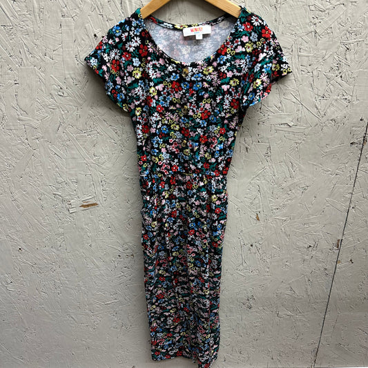 EUC Monkey Bars 6Y Balck Floral SS Romper