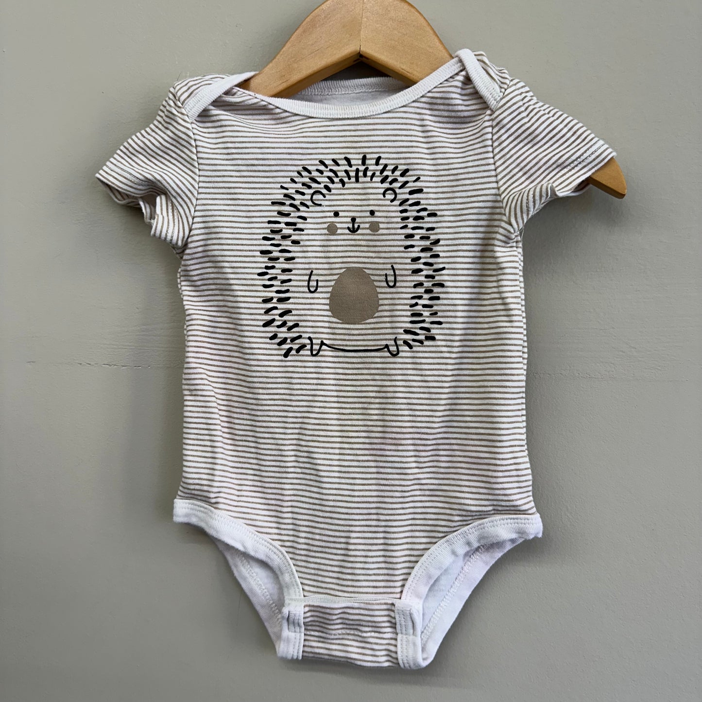 UC Rococo 12M Tan Stripe Hedgehog Onesie