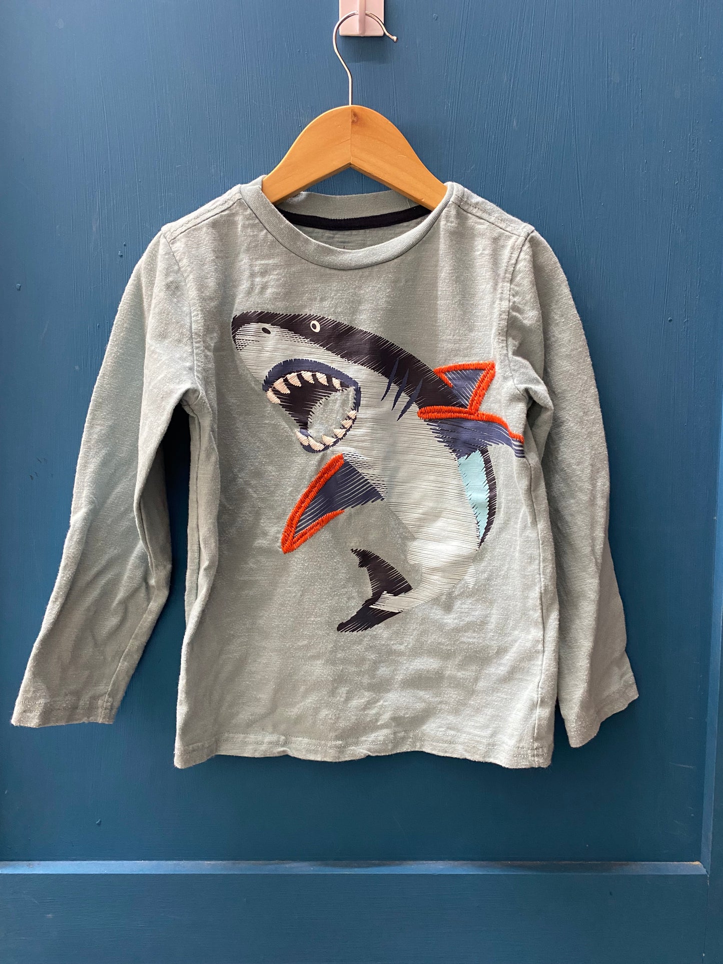 EUC Kid Head Quarters 6T Blue Shark LS T-Shirt