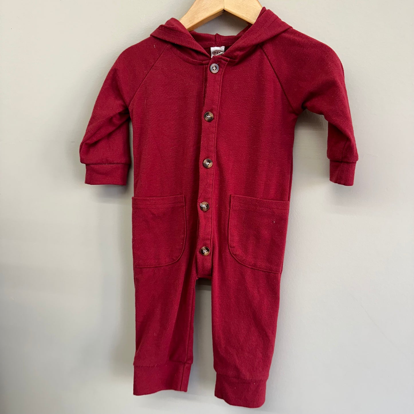 EUC 70 12M Maroon Button Front Romper