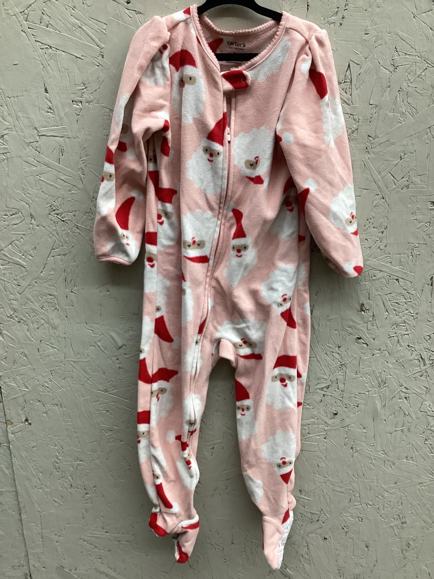 EUC Carters 4T Pink Santa PJs Zip Up Sleeper