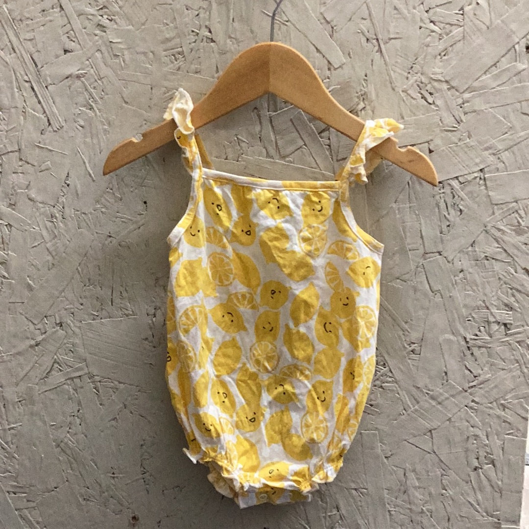 EUC Joe Fresh 6-12m sleeveless short romper with lemons