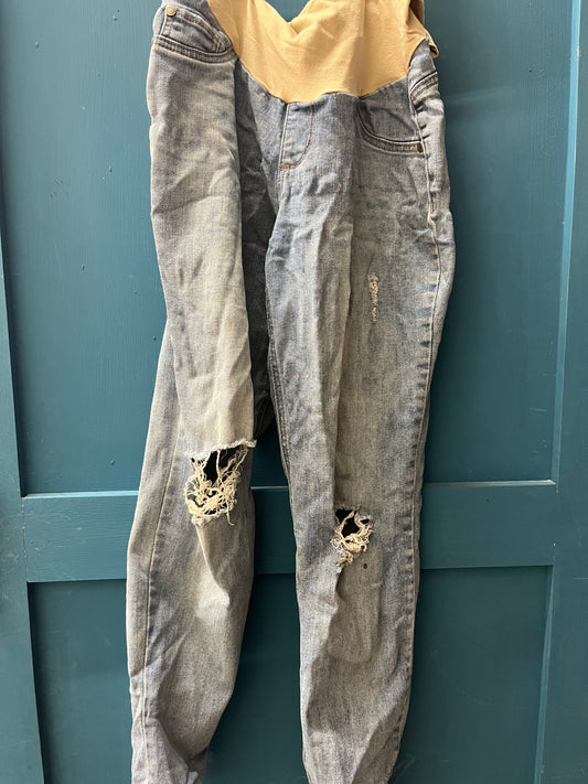 EUC Indigo Blue M Denim Maternity Jeans (Ripped Knees)