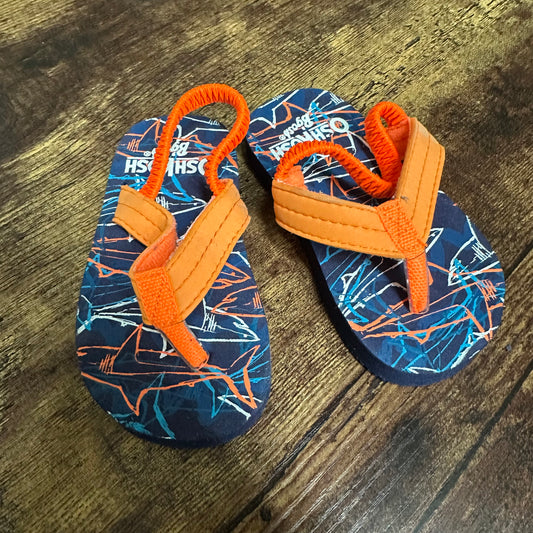 EUC OshKosh XS(3-4) Blue/Orange Shark Flip Flops