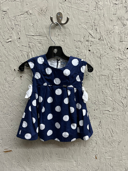 Mayoral 9M Navy & White Polka Dot Lined Dress