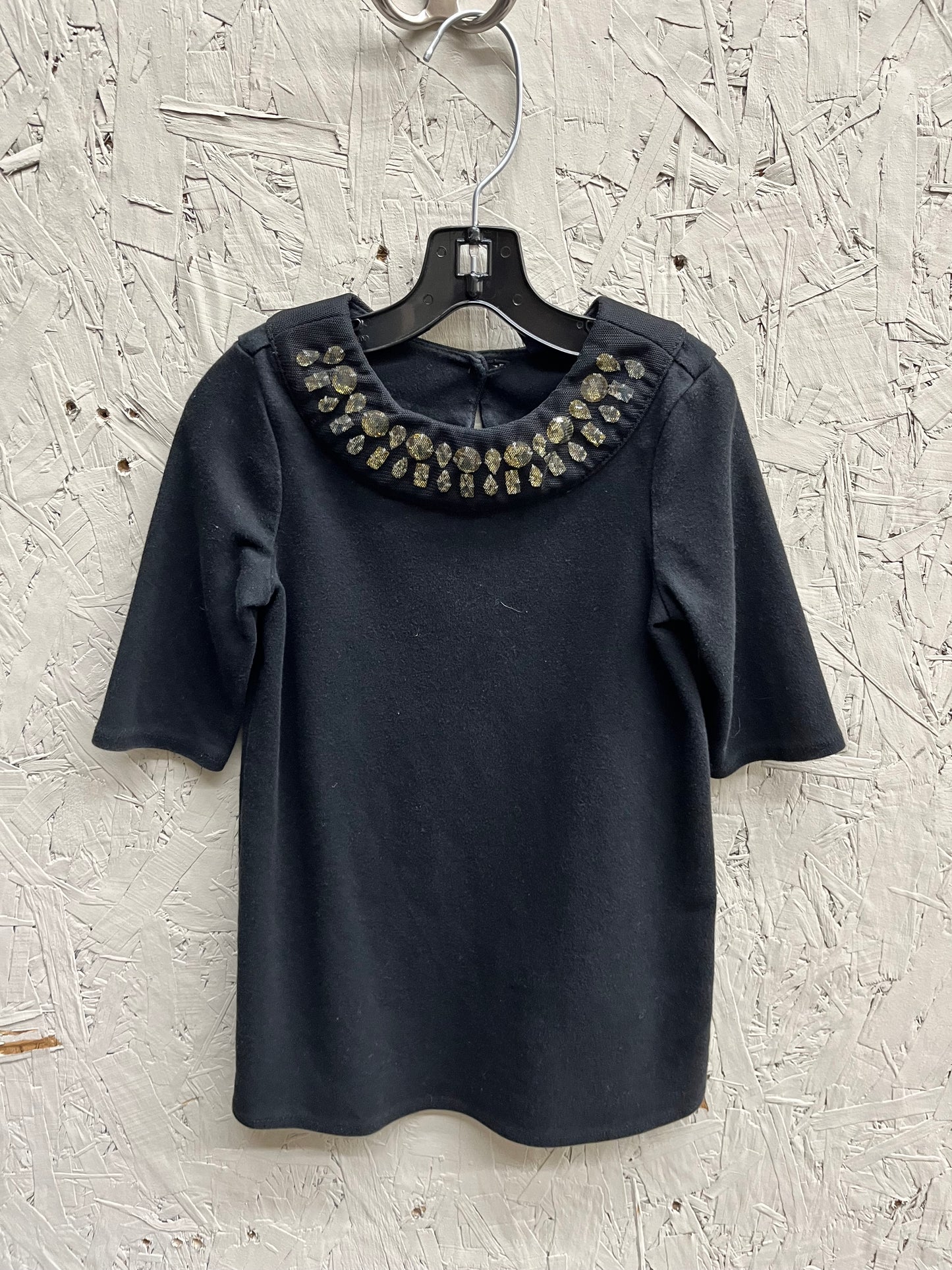 EUC 3T Gap Black LS Dress with Gold