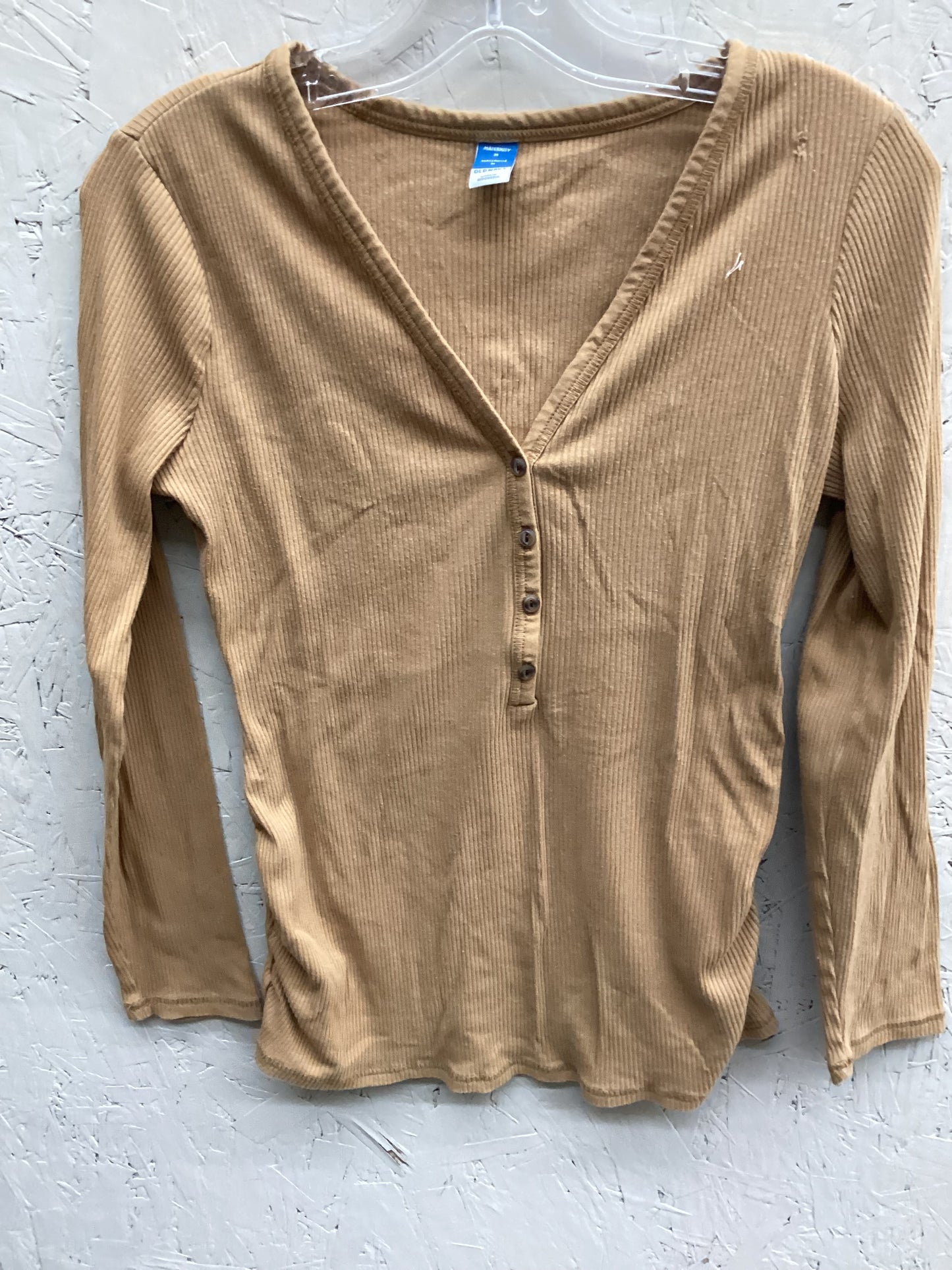 EUC Old Navy Maternity M Tan LS Shirt