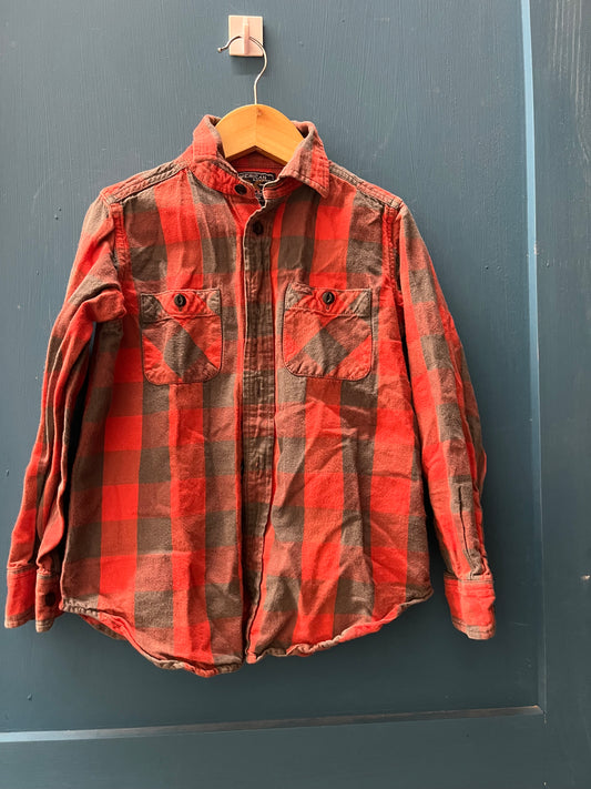 EUC American Living 6M Red & Grey Checkered LS Button Up