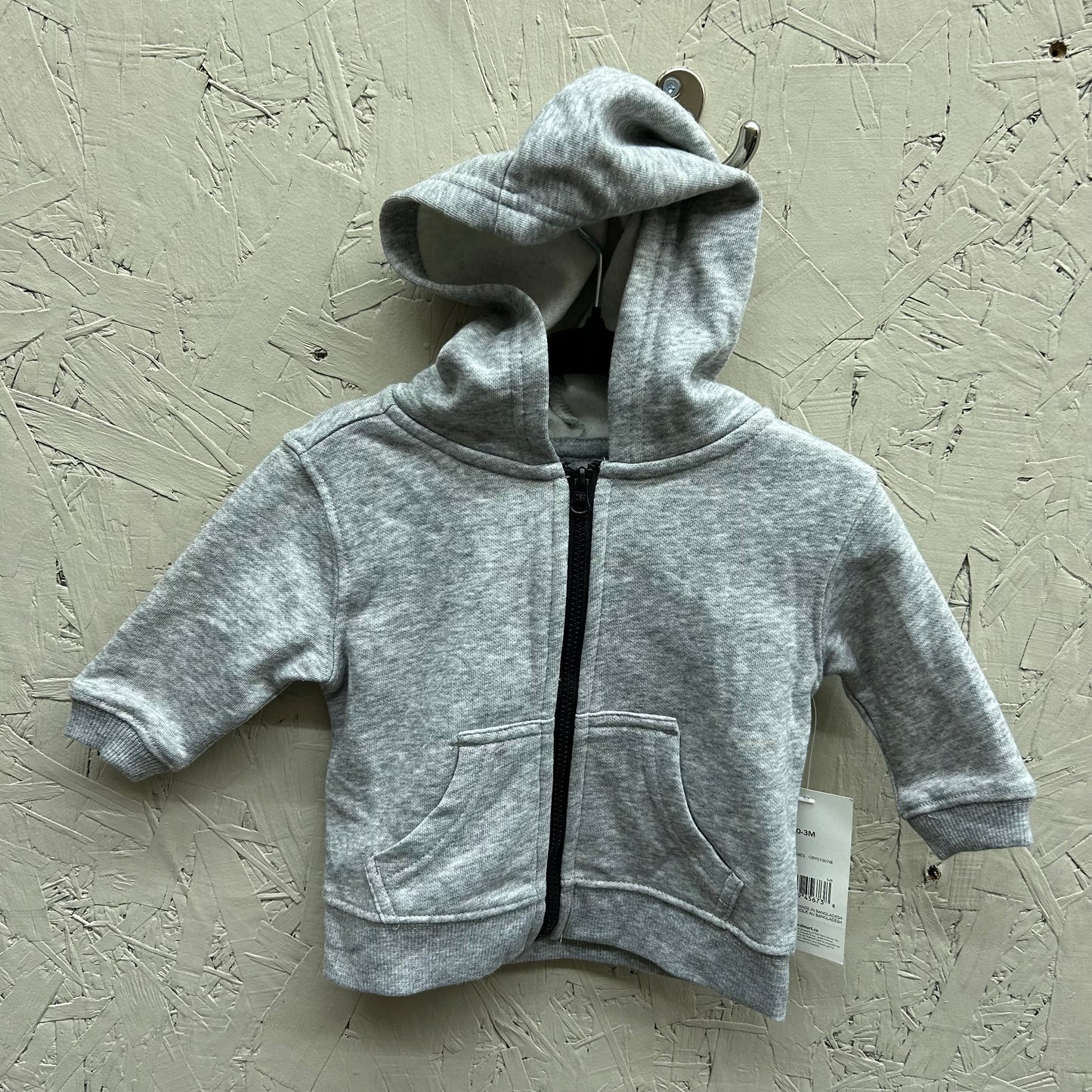 NWT George 0-3M Grey Zip Up Hooded Sweater