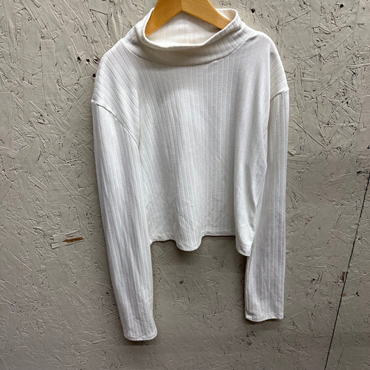 EUC Ardene L(10/12Y) White Ribbed LS Shirt