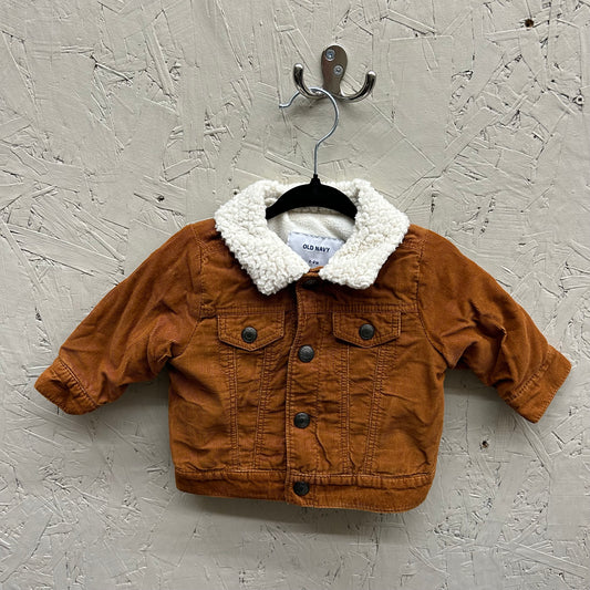 EUC Old Navy 3-6M Rust Fleece Lined Corduroy Button Up Jacket