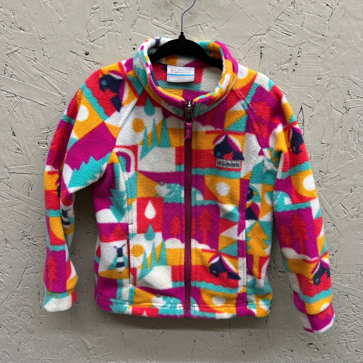 EUC Columbia 4T Colourful Fleece Zip Up Sweater