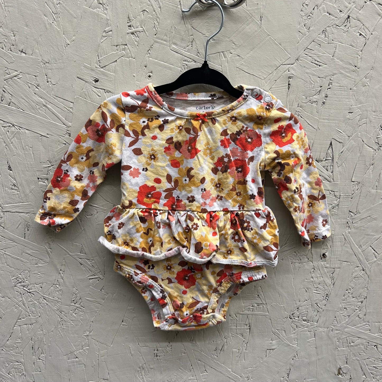 EUC Carters 6M Floral LS Onesie