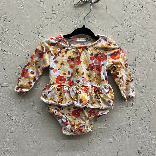 EUC Carters 6M Floral LS Onesie