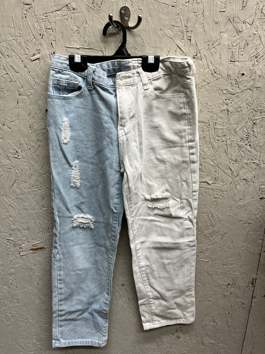 EUC Shein 11-12Y Light and Dark Wash Ripped Jeans