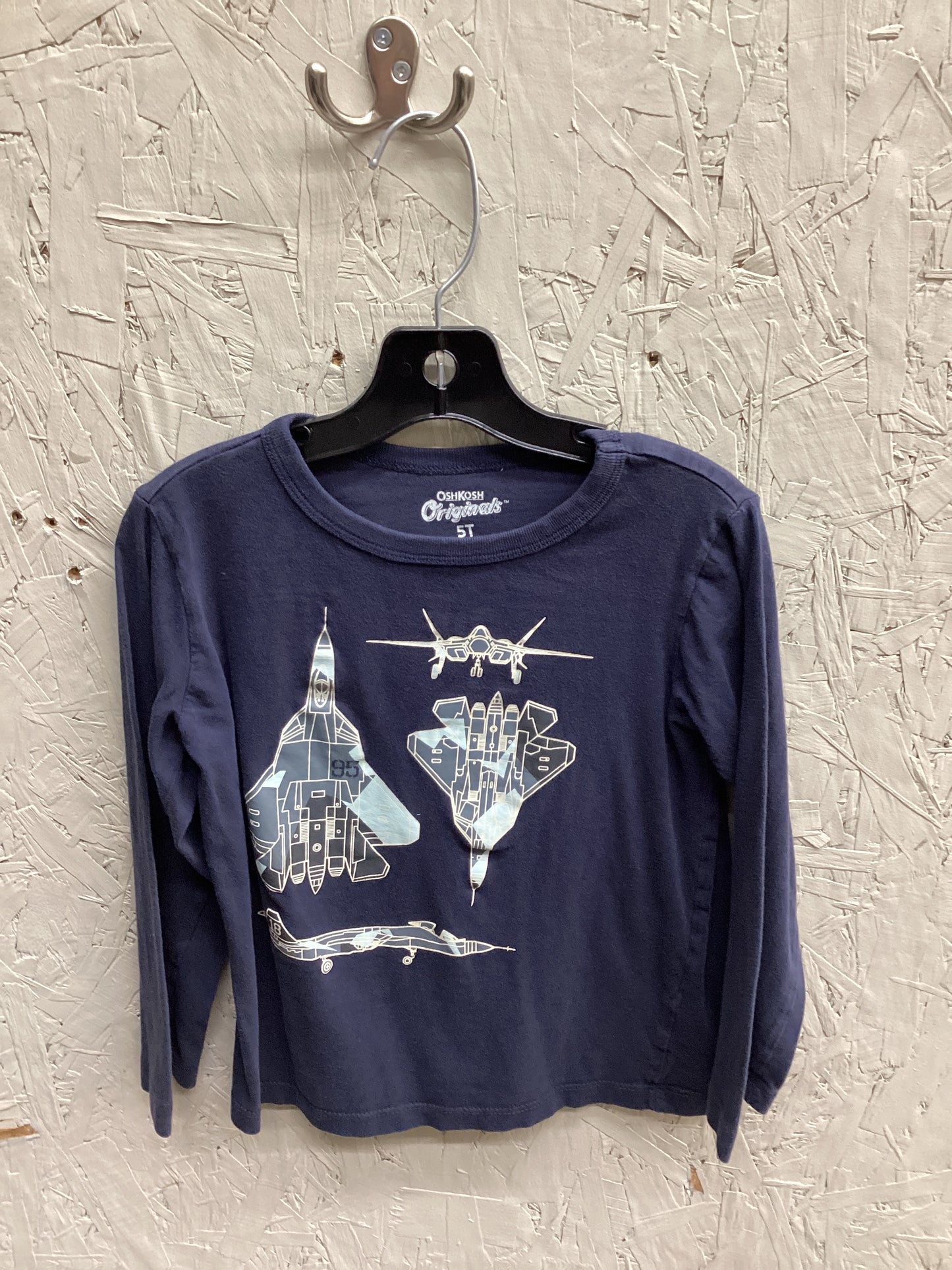 EUC OshKosh 5T Navy SpaceShip LS T-Shirt