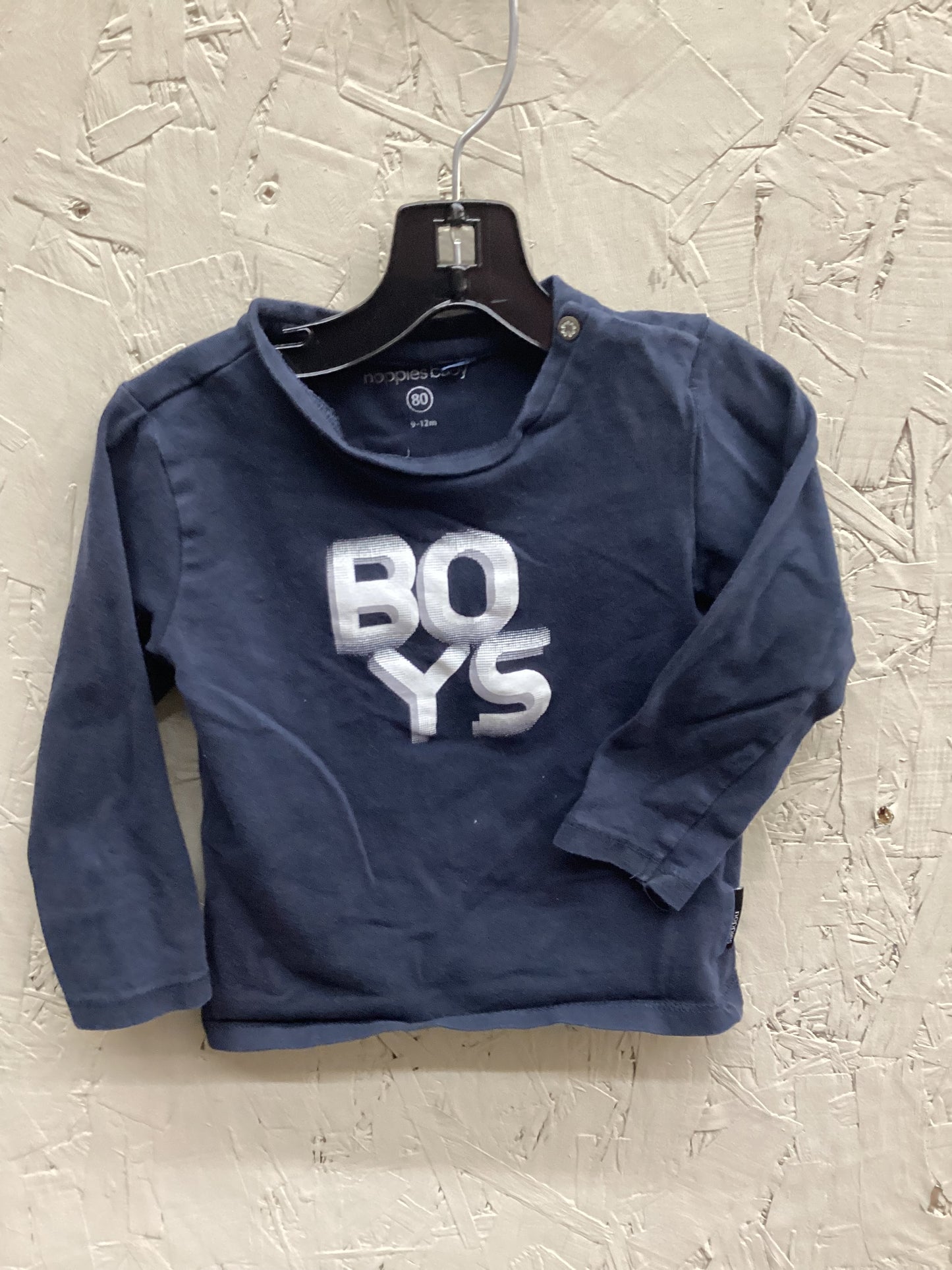 EUC Noppies Baby 9-12m Navy LS Shirt “Boys”