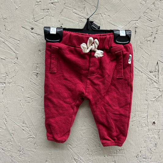 EUC Rabbit + Bear 0-3M Red Jogger Pants