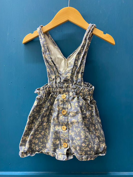 GUC Zara 2-3T Blue Floral Overall Dress