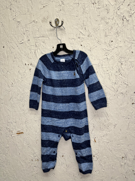 EUC Gap 12-18m Blue & Navy Knit Long Romper