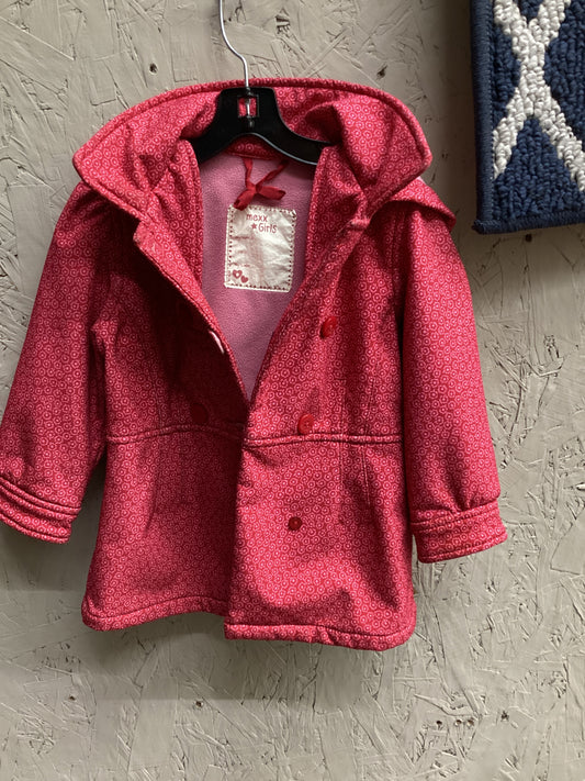 Mecca 18-24M Red Floral Button Spring/Fall Jacket with Hood