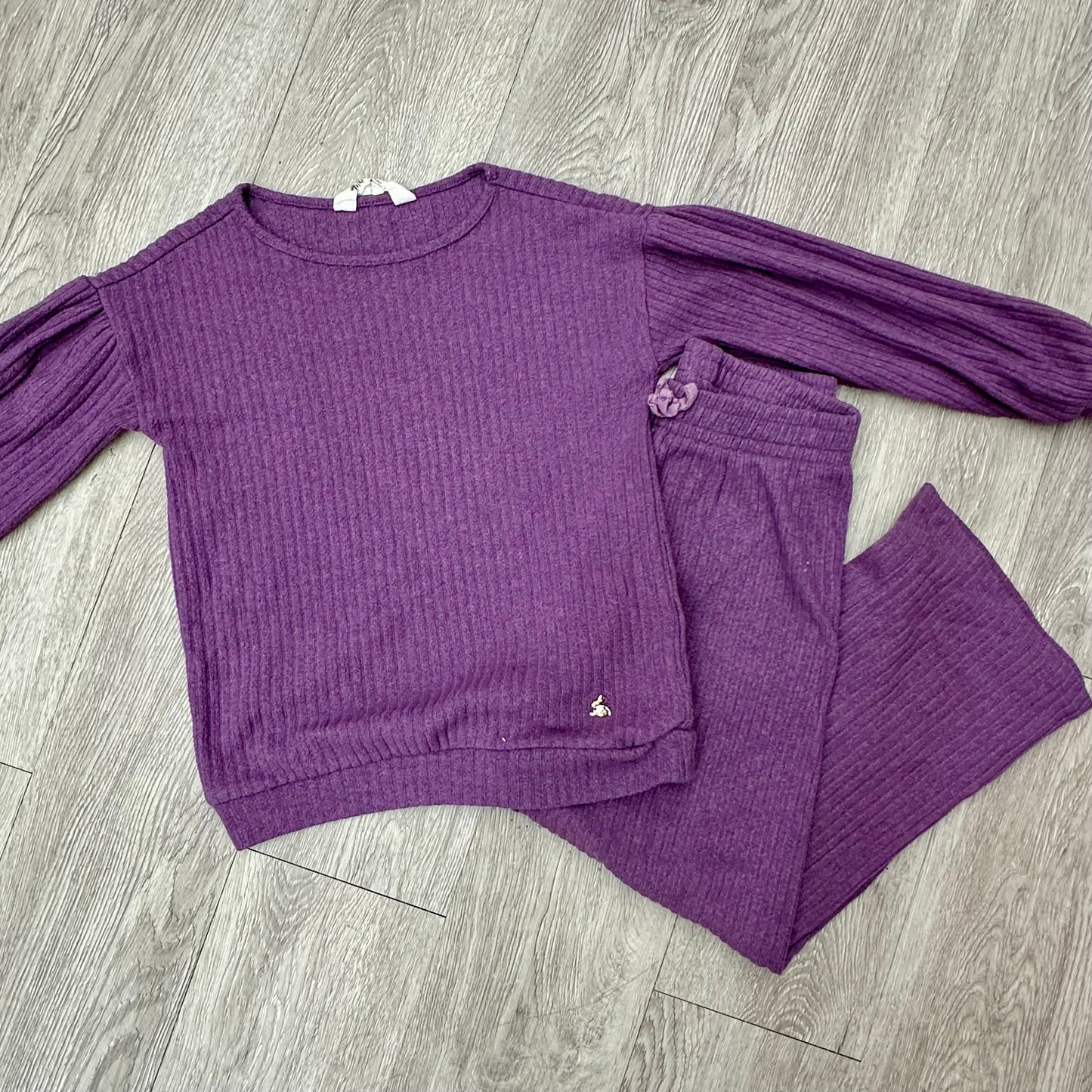 EUC H&M 7Y Purple Ribbed Lounge 2Pc Set