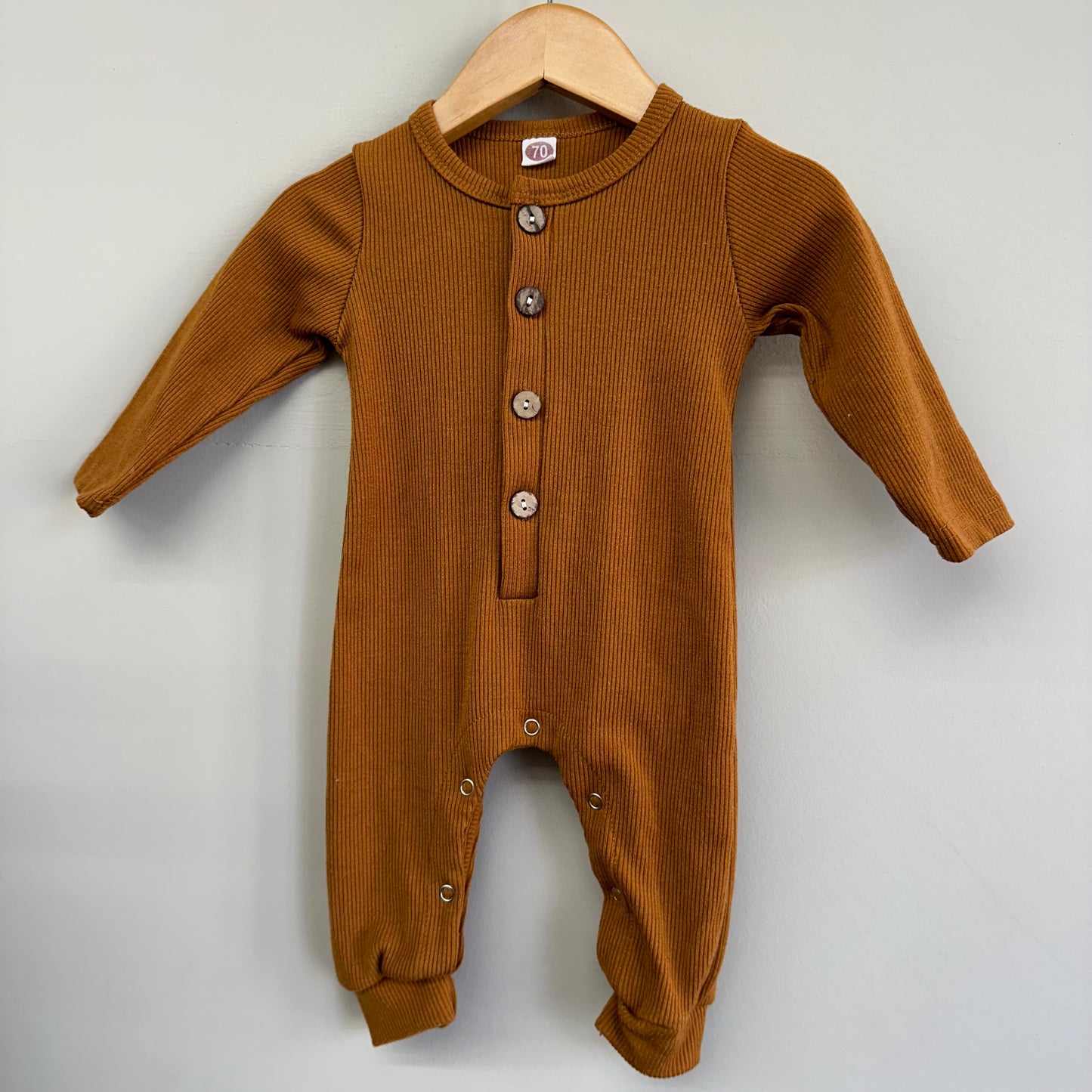 EUC PatPat 12M Mustard Long Romper