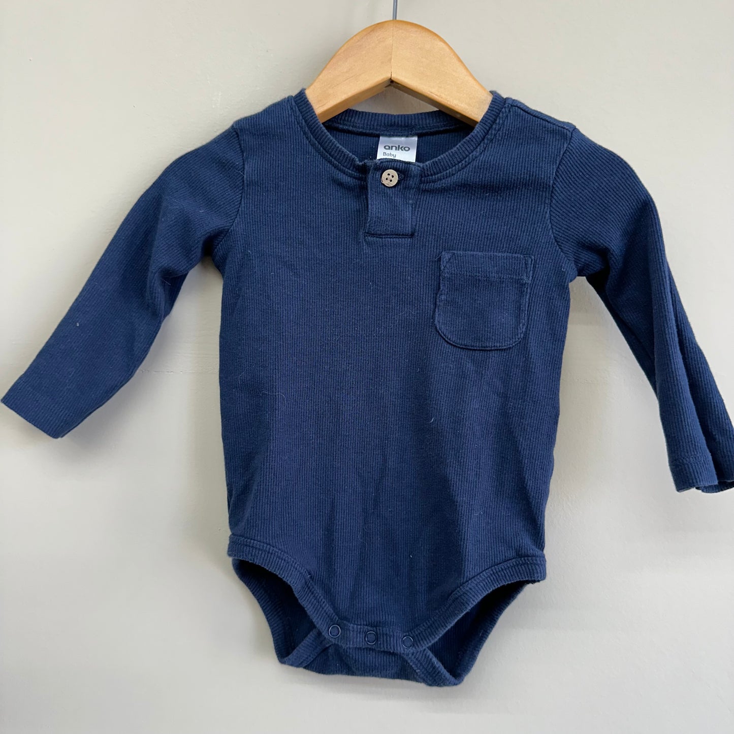 EUC Anko Baby 6-12M Navy LS T-Shirt Onesie