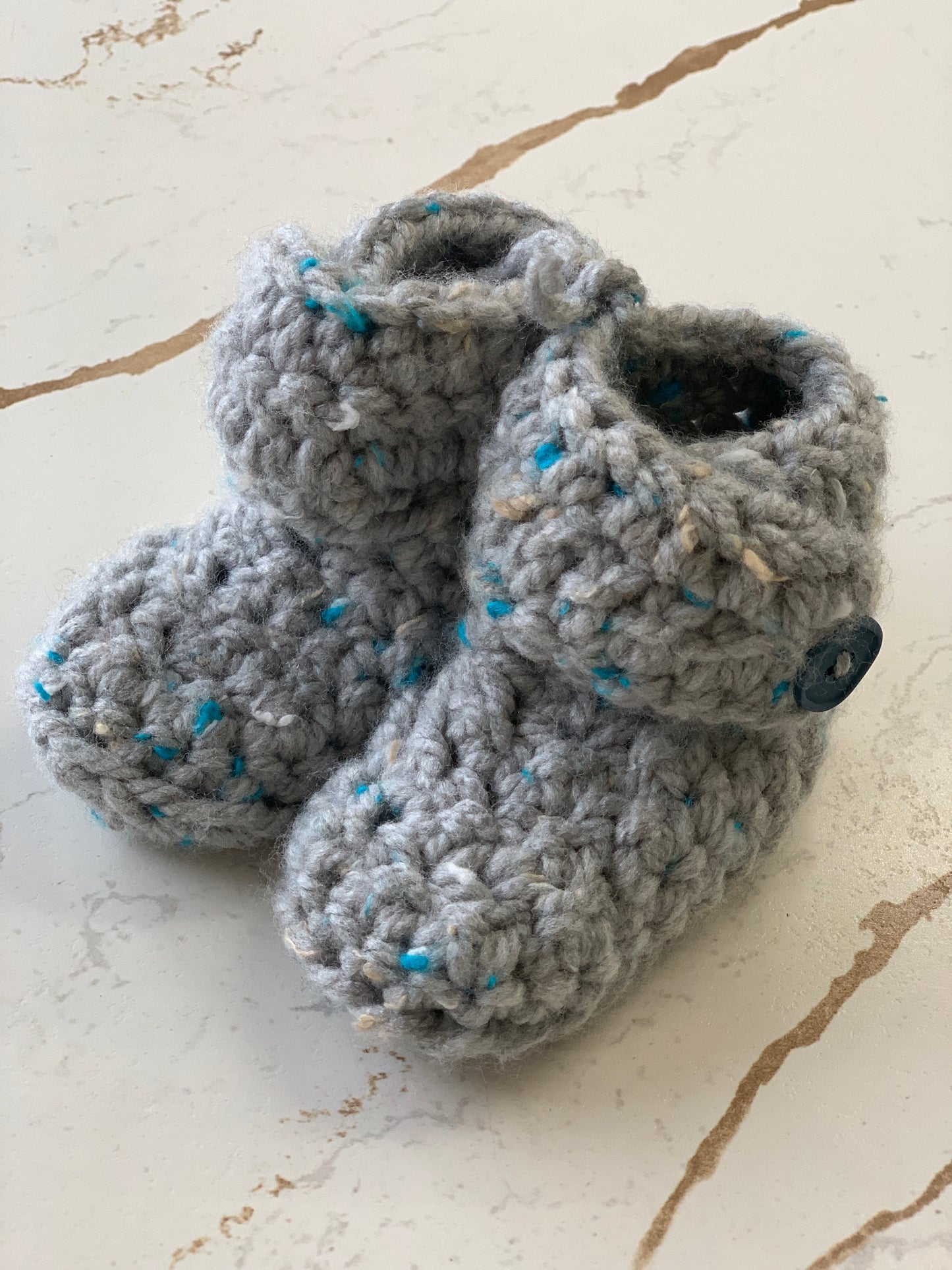 Crocheted Side Button Baby Booties