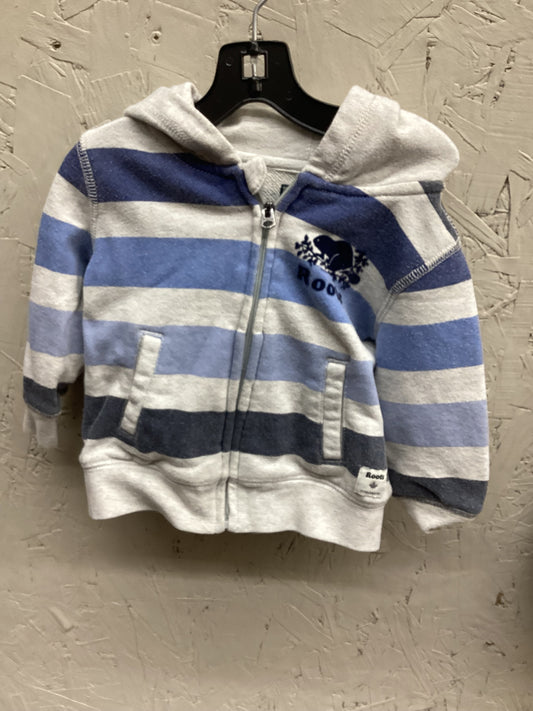 EUC Roots 6-12M Grey/Blue Stripped Hoodie