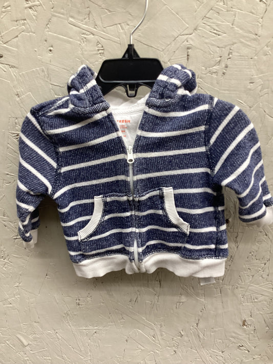 EUC Joe Fresh 6-12M Navy/White Stripped Zip Hoodie