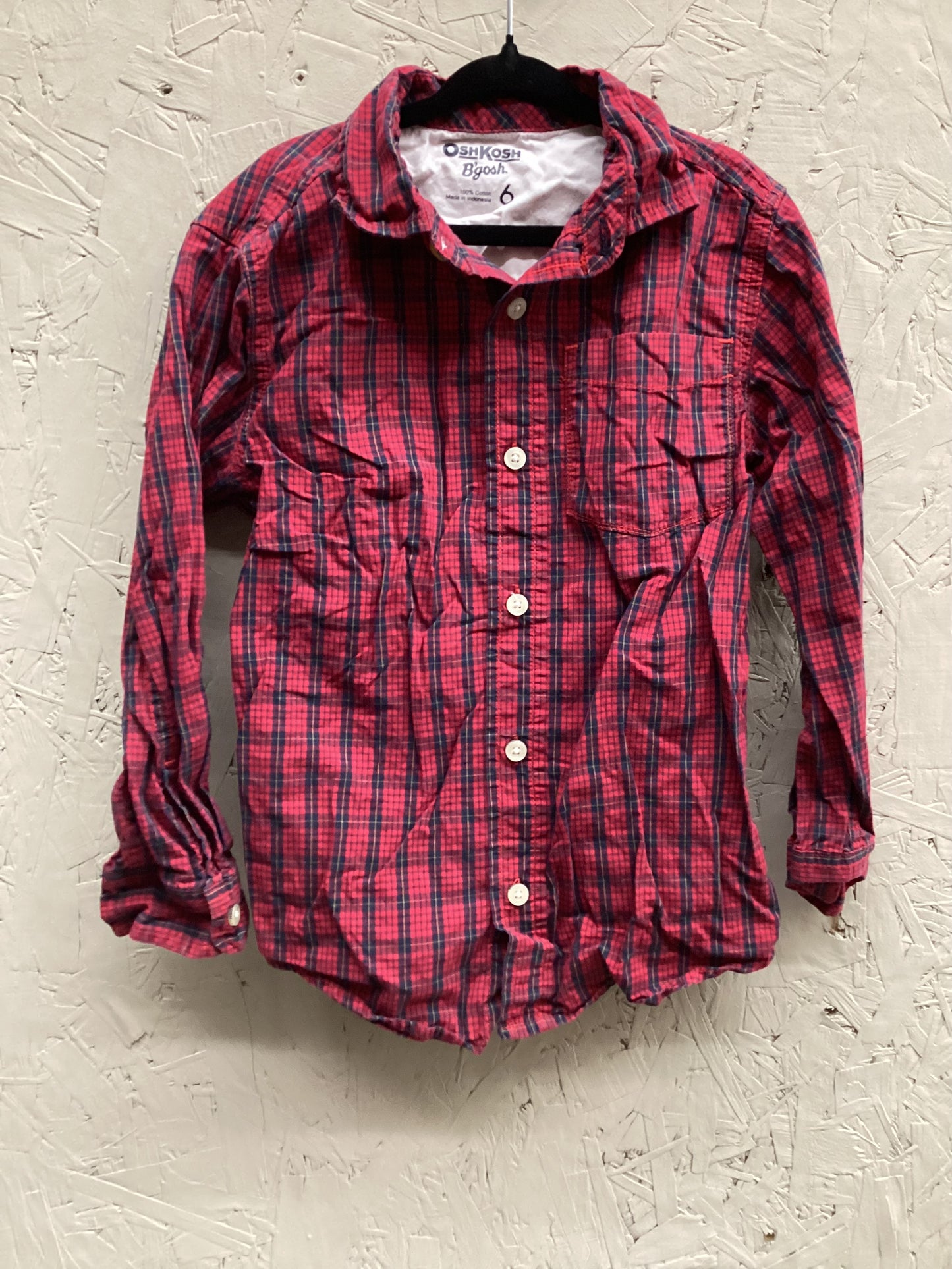 EUC OshKosh 6T Red Plaid LS Button Up