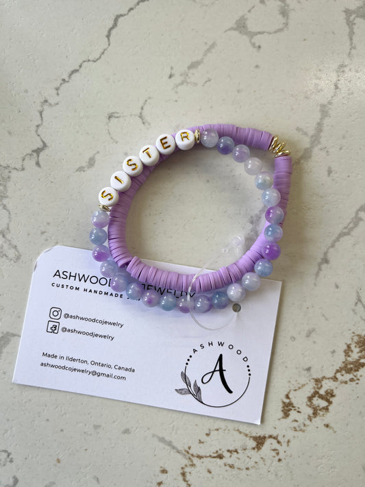 ASHWOOD JEWELRY ~ Purple & Marble 2 Pack Bracelet Set