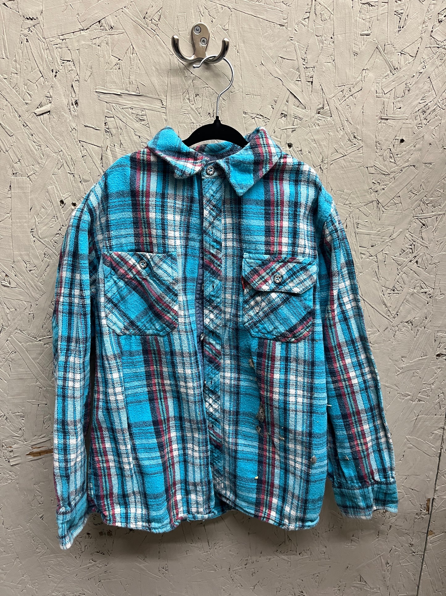 EUC Levis M(10/12) Aqua plaid flannel