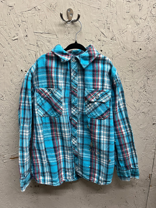 EUC Levis M(10/12) Aqua plaid flannel