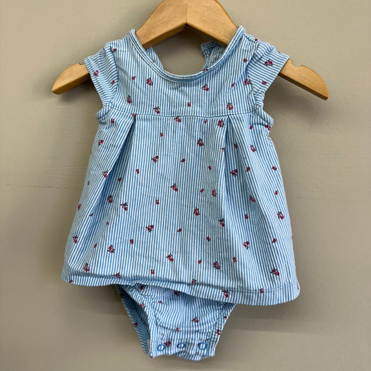 EUC Carters 6M Blue Stripe Short Romper Dress