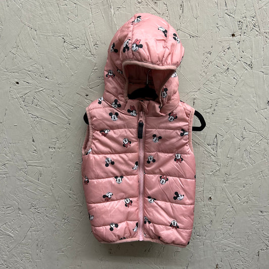 EUC H&M 12M Pink Minnie & Mickey Mouse Hooded Vest