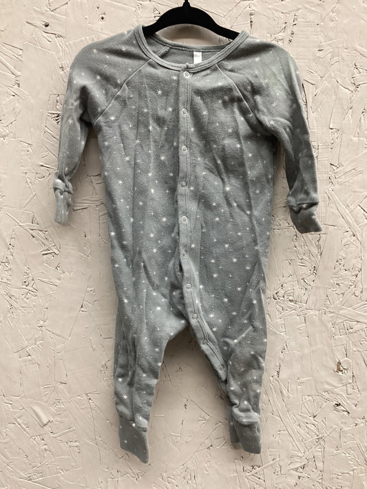 EUC Rylee + Crew 6-12M Green Star Button Up Sleeper