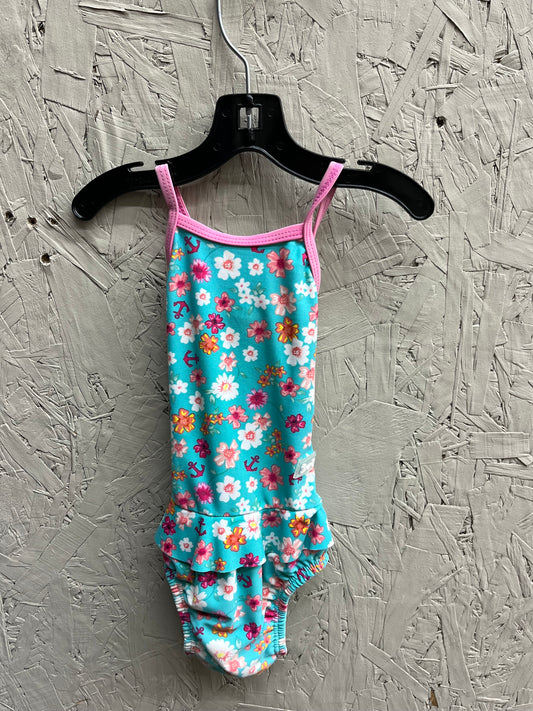 Banz 12M Aqua Blue & Pink Floral Swimsuit