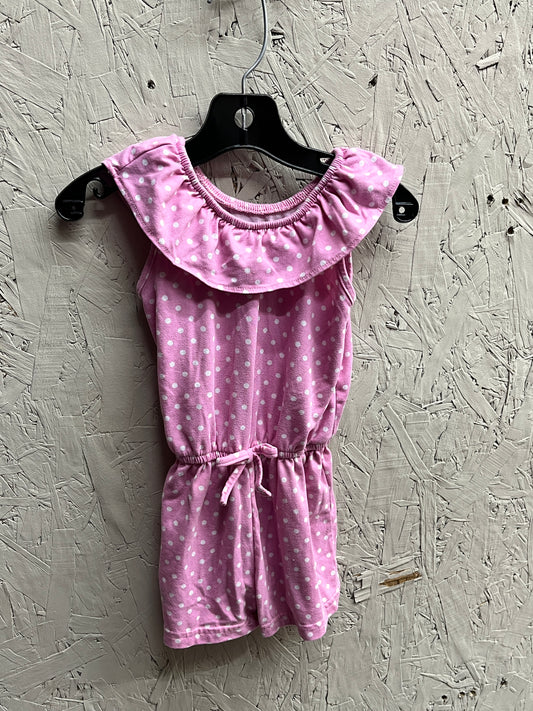 EUC Monkey Bars 2/3T Pink Polka Dot Romper